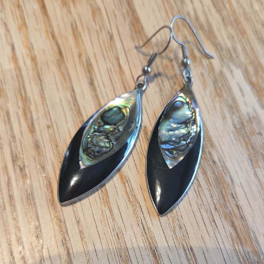 925 Silver Onyx & Paua Shell Earrings